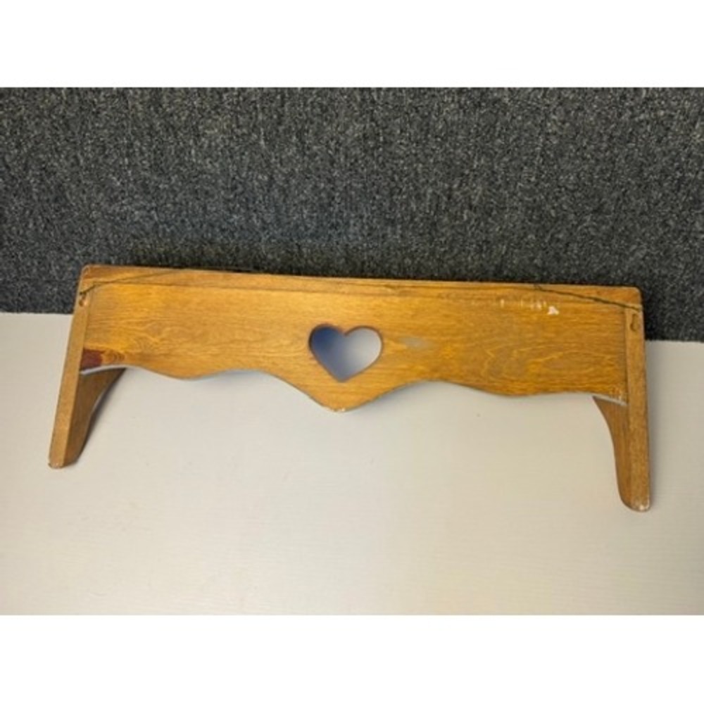 Vintage Wood Heart Cutout Wall Shelf Blue Distressed Country Cottagecore GUC - Picture 5 of 9